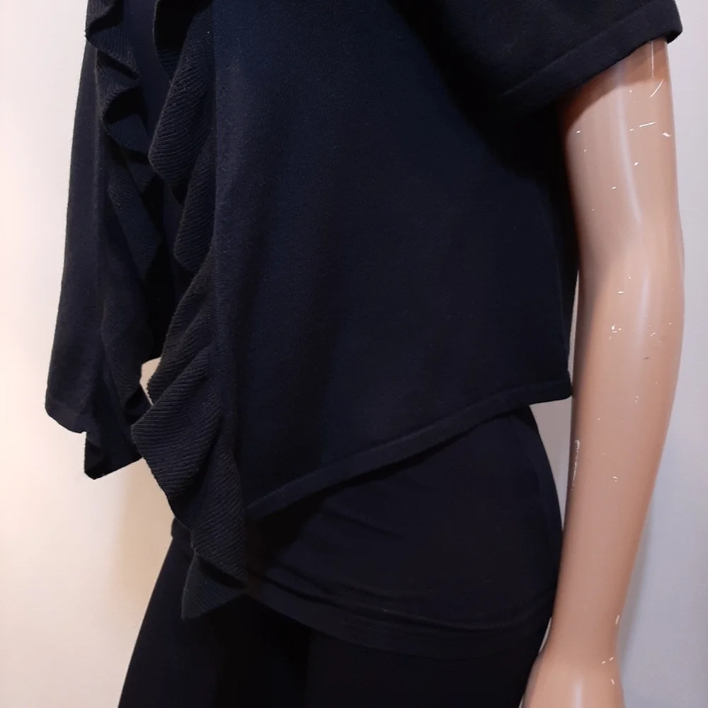 3/$20 Banana Republic Ruffled Open Cardigan Sweater Merino Wool Short Sleeve - Picture 6 of 12